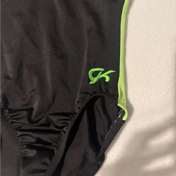 GK Kids One Piece Swimsuit in Black and Neon Green - Picture 3 of 5